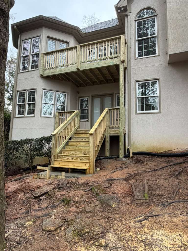 Completed wooden deck project