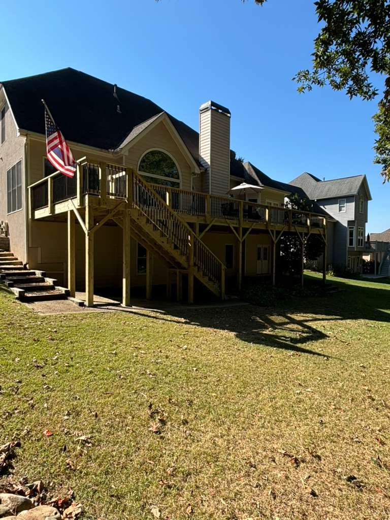 Completed wooden deck project
