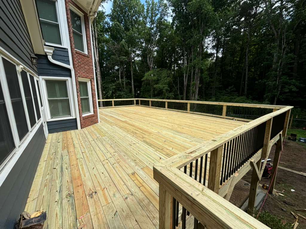 Completed wooden deck project