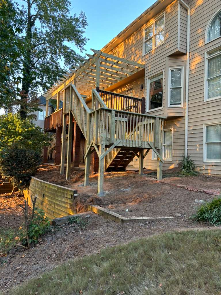 Completed wooden deck project