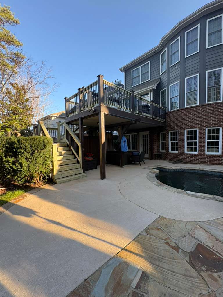 Completed wooden deck project